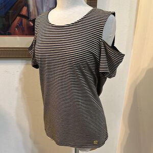 Michael Kors Striped Open Shoulder Women's Top Size XL